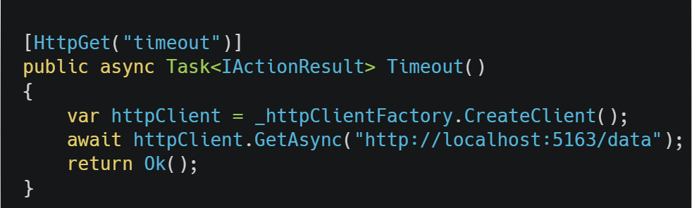 Create a HttpClient from IHttpClientFactory and make a request